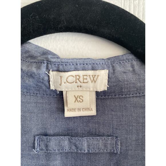 J Crew Women's XS Blue Chambray Pocket Tunic Preppy Coastal Nautical Boat Prep - Picture 2 of 5